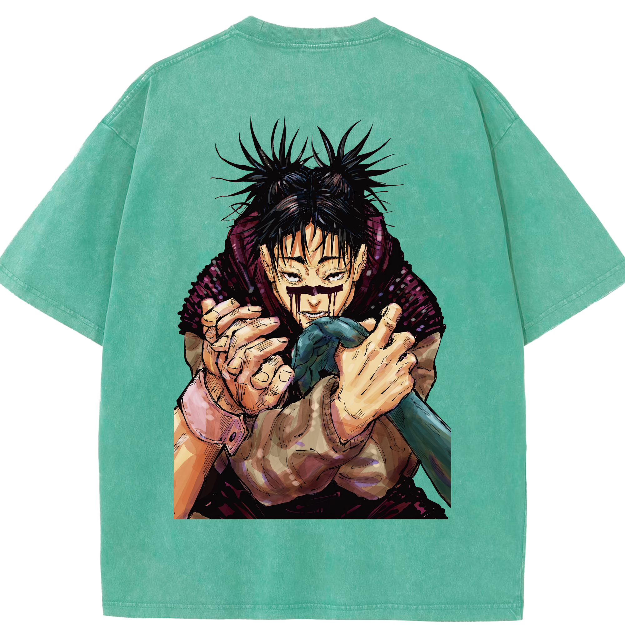 （画像用） 呪術廻戦 Jujutsu Kaisen 綿100% ヴィンテージ風 半袖Tシャツ（背面プリント）